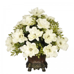 House of Silk Flowers Artificial Cream Magnolia with Tea Leaves HSFL1465